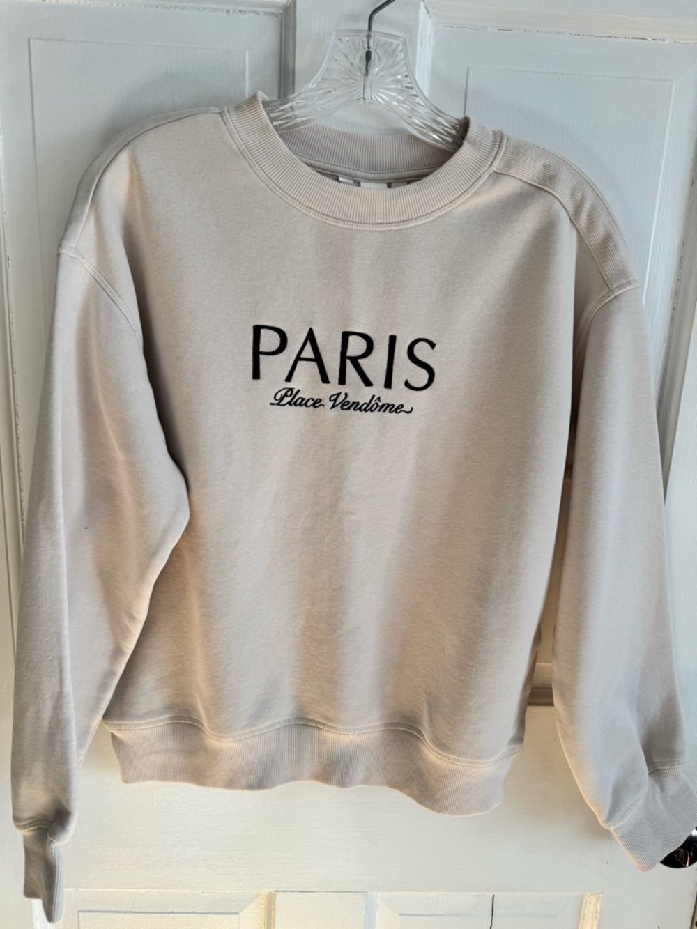 H&M Cream Crewneck Sweatshirt with Black PARIS wording